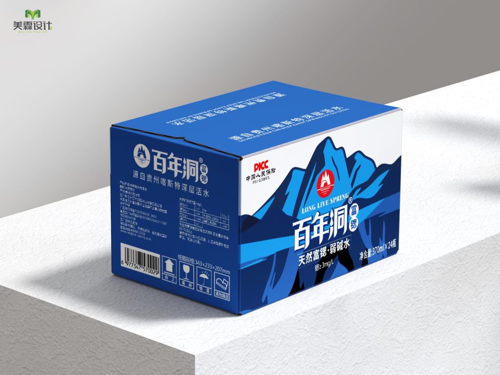 Real-Life Examples of Packaging Design for "Century Cave" Mineral Water