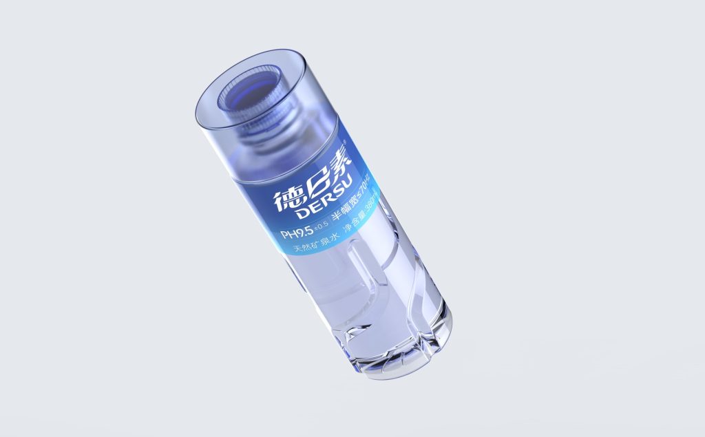 Real-life example images of the De Risu 380ml mineral water bottle design