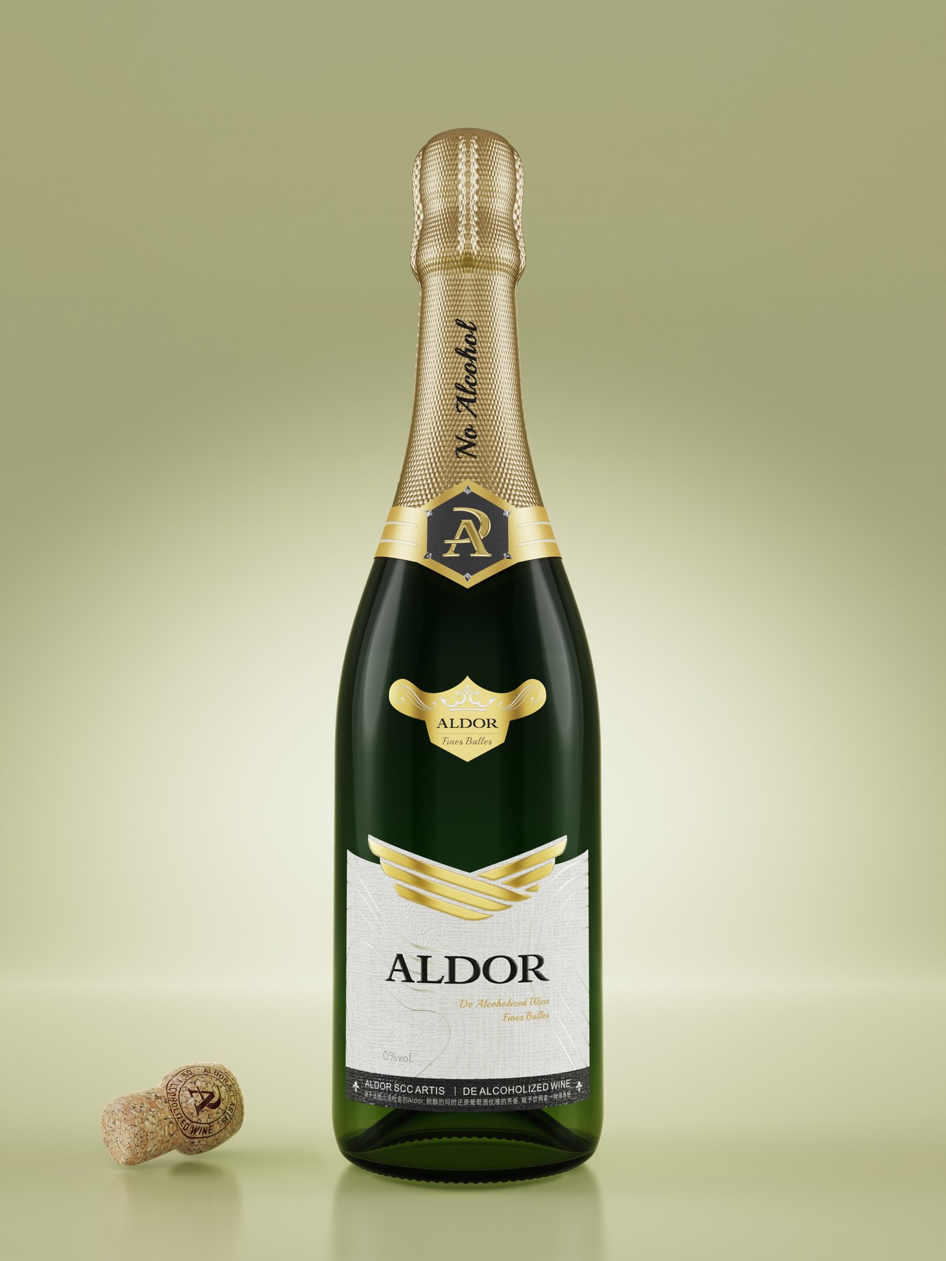 Aldor脱醇葡萄酒A方案白色标签正面效果图