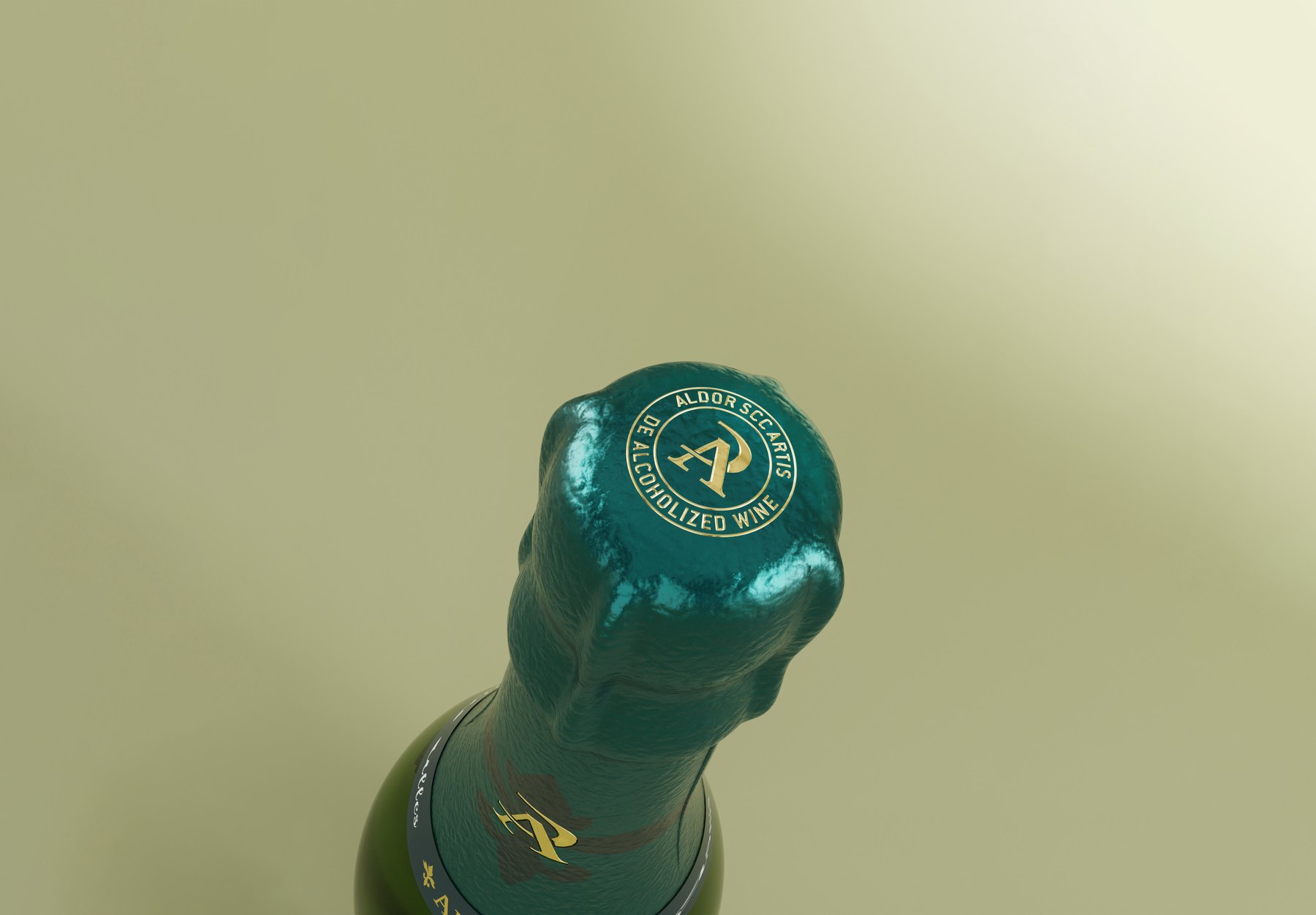 Aldor脱醇葡萄酒C方案蓝绿色瓶盖标识细节